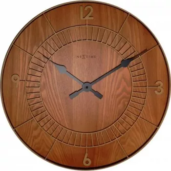 NeXtime klok 3113br Wood Round, Ø50 cm, Wanduhr, Braun