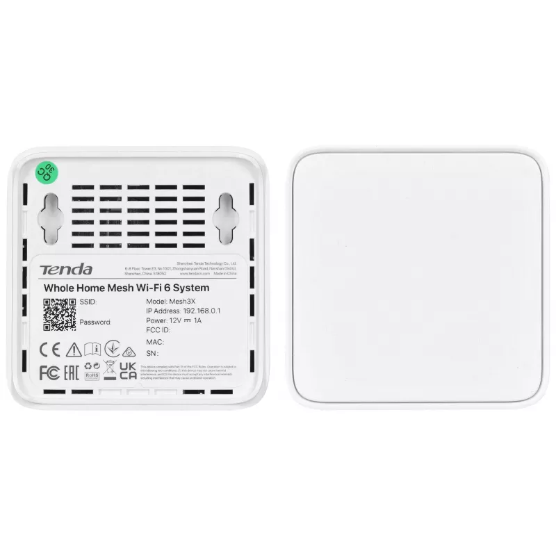 Mesh-WLAN-System TENDA EX3-3, 3er-Pack, Dualband 2,4/5 GHz, Wi‑Fi 6, bis zu 1201+300 Mbit/s, 2 interne Antennen, WPA3