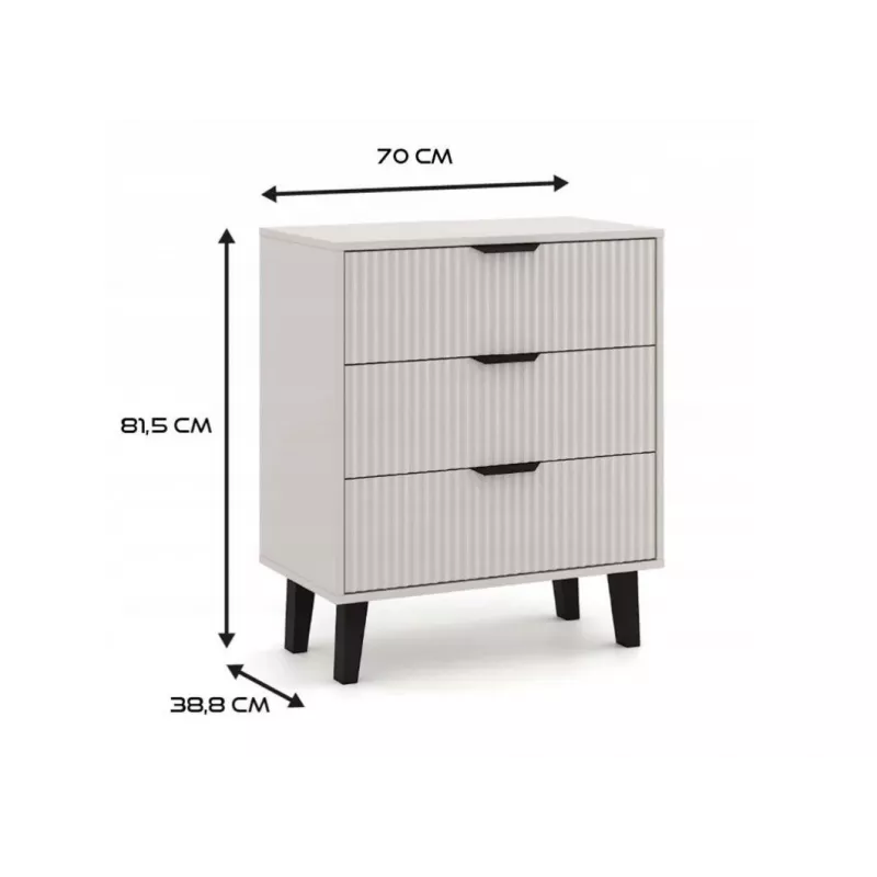 SCANDI 3S schlank Kommode, Kaschmirfarbe