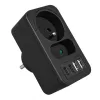 Power Splitter MACLEAN MCE249 F/B – 2 AC-Steckdosen (16A + 6A) mit 2×USB-A und 2×USB-C PD 20W, EU-Stecker, schwarz