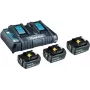 Makita DC18RD – Ladegerät + Akku 3er-Set – Li-Ion – 5 Ah – 2-fach Ladefunktion