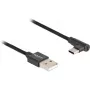 USB 2.0 Kabel, USB-A-Stecker > USB-C-Stecker (schwarz, 1 Meter, ummantelt, 90° abgewinkelt)