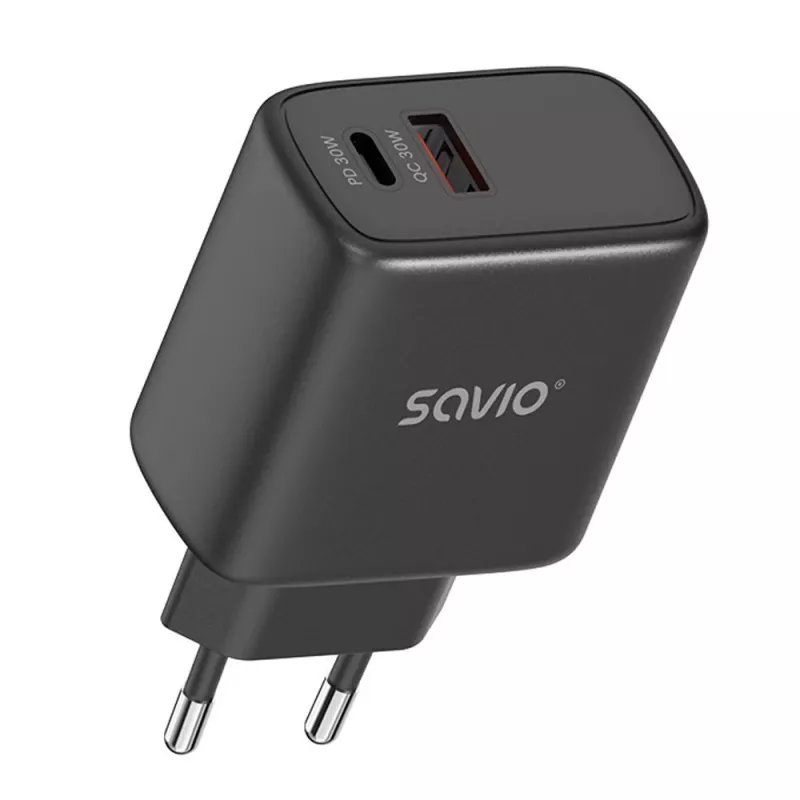 Outdoor-Ladegerät SAVIO LA-06/B USB Type-C 30W Power Delivery 1x USB-C Schwarz, 5–20V, 3A/9V, 3A/5V, 3A/12V, 2,1A