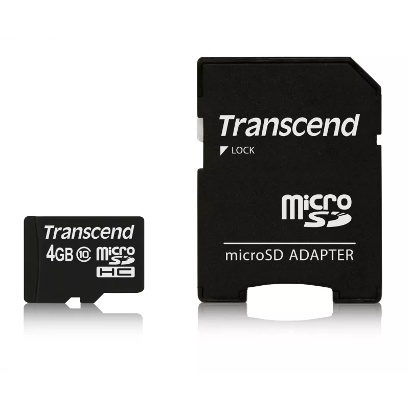 Flash Memory Transcend 4GB MicroSDHC Class 10 mit Adapter