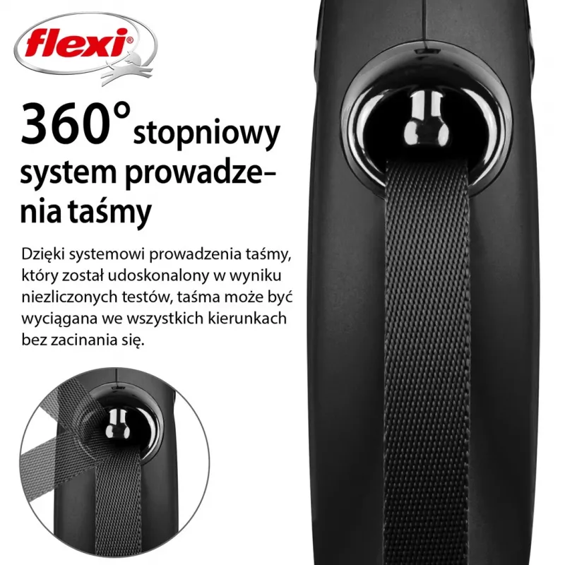 Rollleine Flexi New Classic L 5 m Schwarz – Leine, für große Hunderassen (25–45 kg), max. Belastung 50 kg