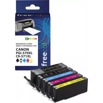 Freecolor Cartridge Canon PGI-570XL schwarz + CLI-571XL BK/C/M/Y