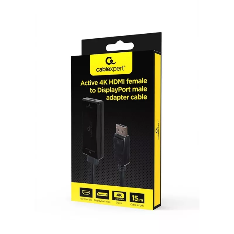 Videokabeladapter GEMBIRD A-HDMIF30-DPM-01 HDMI Typ A auf DisplayPort 0,15 m Schwarz
