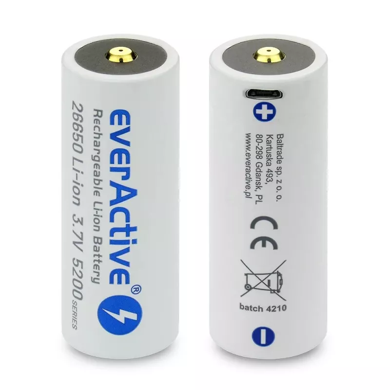 Wiederaufladbarer Akku everActive EV26650-52M 3,7V 5200mAh mit Micro-USB-Ladefunktion