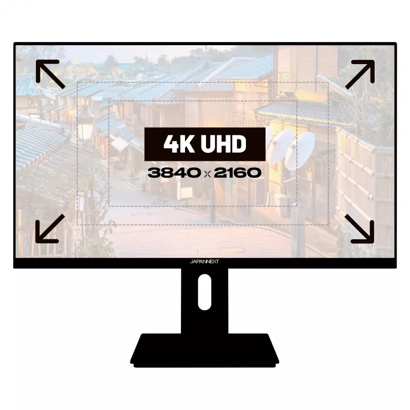 JAPANNEXT 4K UHD Monitor 60,45cm (23,8) 3840x2160 Pixel,IPS Panel, 8 ms, 60 Hz, AMD FreeSync, HDMI, DisplayPort (JN-IPS2380UHDR-C65W-HSP)