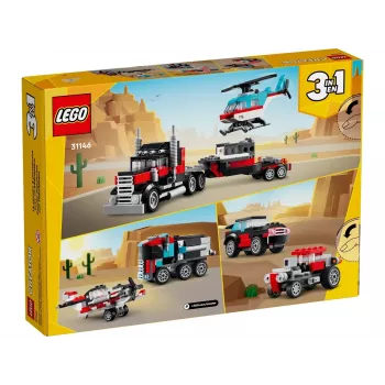 LEGO Creator 2-in-1 Pritschenwagen mit Hubschrauber Set 31146, umbaubares Modell für Kinder