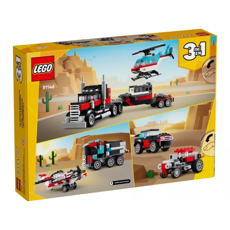 LEGO Creator 2-in-1 Pritschenwagen mit Hubschrauber Set 31146, umbaubares Modell für Kinder