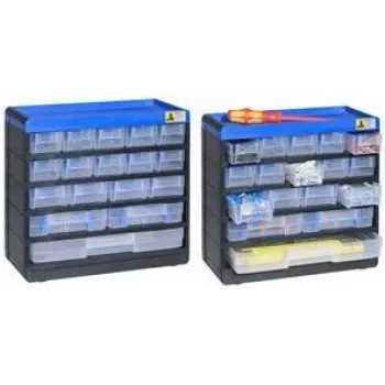 Kleinteilemagazin allit 464610, Aufbewahrungsbox aus Kunststoff 300x285x135 mm, schwarz/blau