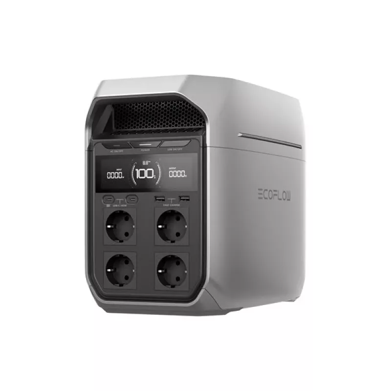Tragbare Powerstation EcoFlow DELTA 3 Plus — LiFePO4 1024 Wh, 1800 W, 4 AC-Steckdosen, 12,5 kg