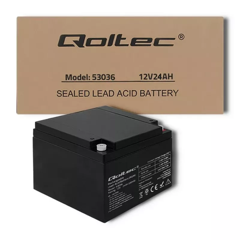 Qoltec 53036 AGM-Batterie | 12V | 24Ah | max 360A
