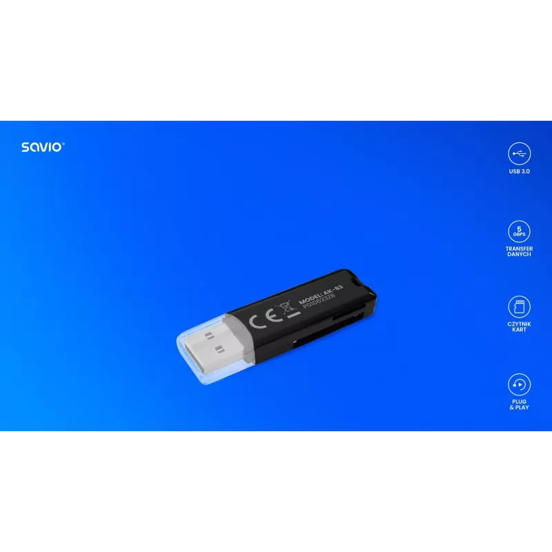 SD-Kartenleser, USB 2.0, 480 Mbit/s, AK-63 Savio SAVAK-63