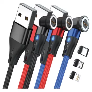 USB-Kabel RealPower MagneticCharge3 1m USB A Schwarz Blau Rot
