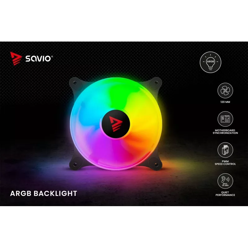 SAVIO Blast 120mm ARGB PWM Gehäuselüfter - Schwarz