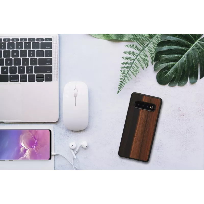 Smartphone-Hülle man and wood für Samsung Galaxy S10 — Ebenholz schwarz, schützende Holzrückseite und Stoßfänger