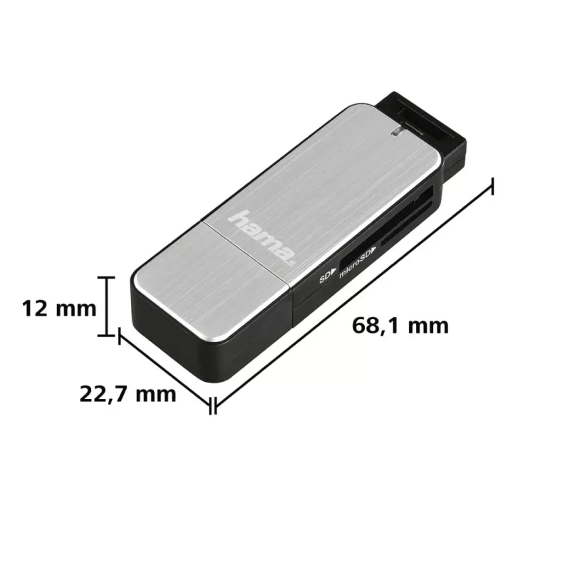 Hama 123900 Kartenlesegerät USB 3.2 Gen 1 (3.1 Gen 1) Schwarz, Silber