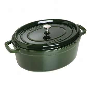 Staub La Cocotte 33 cm Ovaler Bräter aus Gusseisen, Basilikgrün