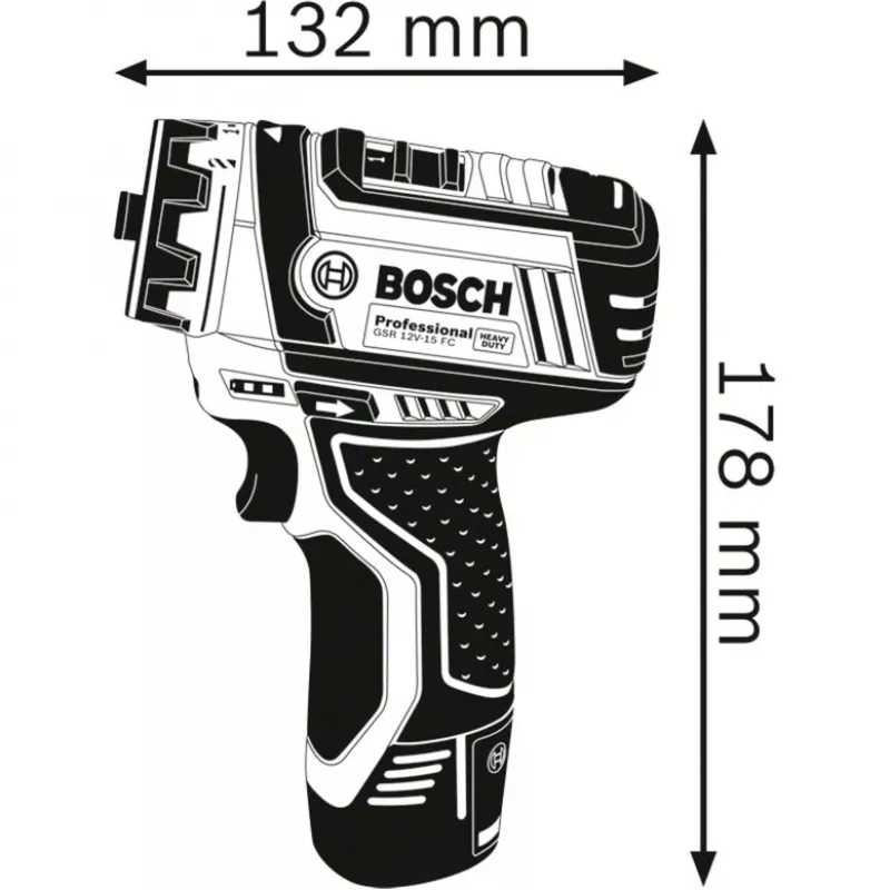 Bosch GSR 12V-15 FC Professional Keyless 600 g Schwarz, Blau