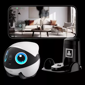 Robot Wi‑Fi Enabot EBO Air2 Plus — 5000 mAh Akku, 111 mm Höhe, Indoor-Haustierbegleiter und Überwachungsroboter