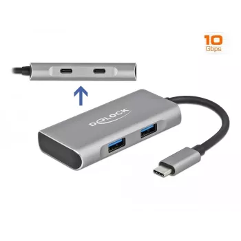 USB-Hub DeLOCK Externer USB 10 Gbps USB Typ-C Hub 63260