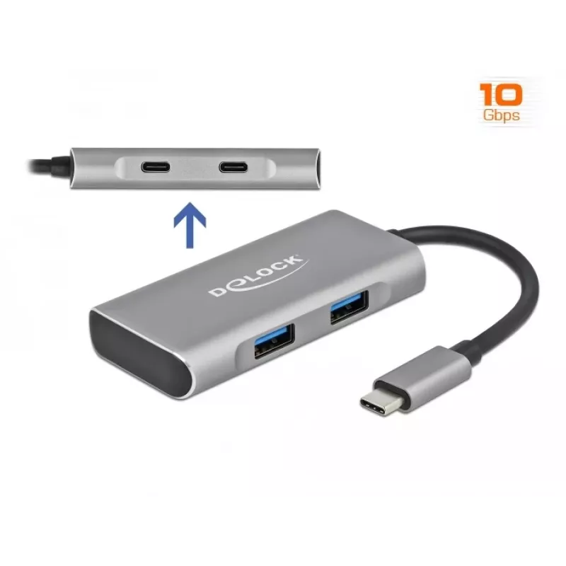 USB-Hub DeLOCK Externer USB 10 Gbps USB Typ-C Hub 63260
