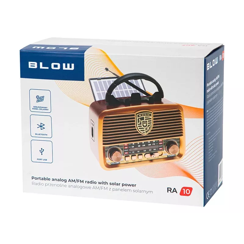 Analoges Radio BLOW RA10 AM/FM Solar 77-540 — AM/FM-Empfänger mit Solarpanel und Batterie-Backup
