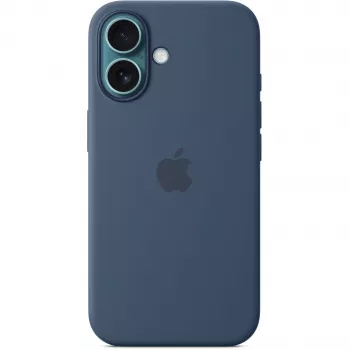 Silikon Hülle Apple iPhone 16 MagSafe Denim Hülle Blau 6.1 Zoll