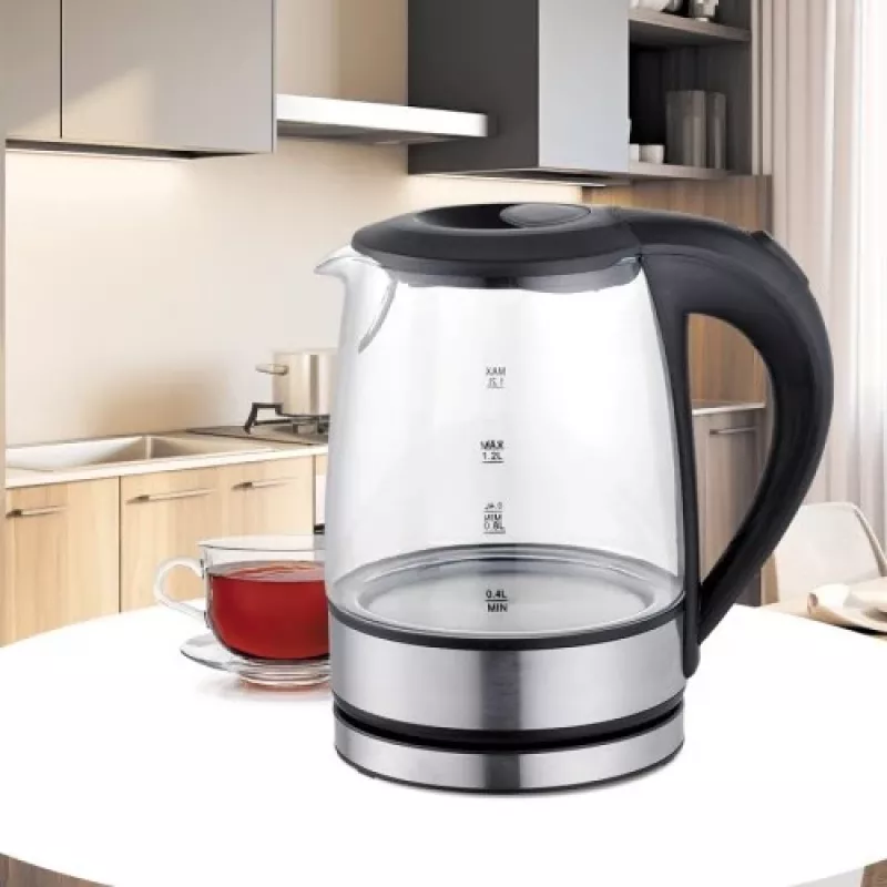 Maestro MR-062-BLACK Elektrischer Glaskessel, 1630 W, 1,2 L