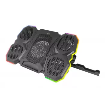 Laptop-Kühlpad ESPERANZA EGC107 – 3 Lüfter 1200–2600 U/min, 390×255×38 mm, USB PD, RGB, 5 Höhenpositionen, schwarz