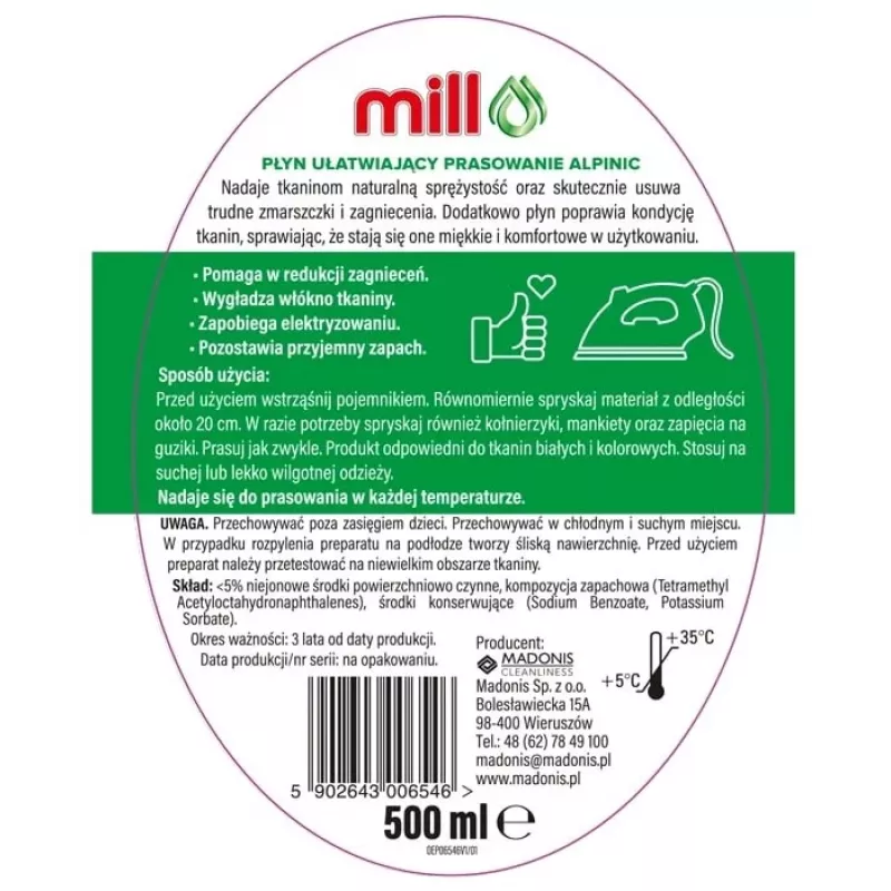 Mill ALPINIC Bügelhilfe Flüssigspray 500 ml