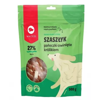 MACED Kaninchen umwickelte Rohhautstangen - Hundekauartikel - 500 g