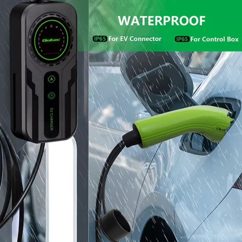 Mobiles Ladegerät für Elektrofahrzeuge QOLTEC 52468 Typ 2, 3,5 kW, 16 A, 5 m Kabel, IP65