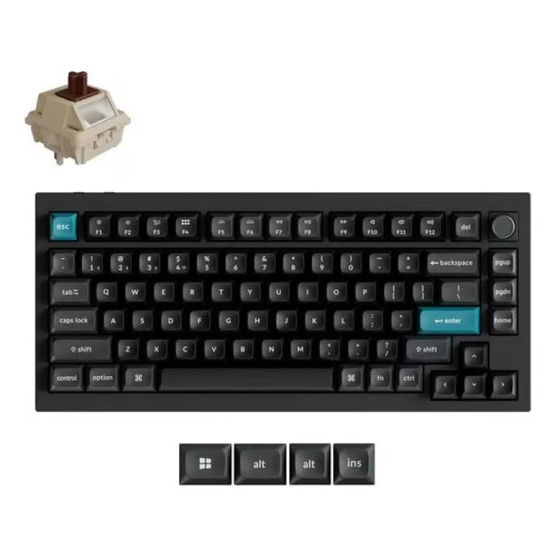 Mechanische 75%-Tastatur Keychron Q1 Ultra 8K – USB + RF Wireless + Bluetooth, RGB, Schwarz