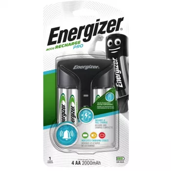 Batterieladegerät Energizer Pro Charger AC 4‑fach für AA/AAA NiMH, 100–240 V, 2000 mAh enthalten