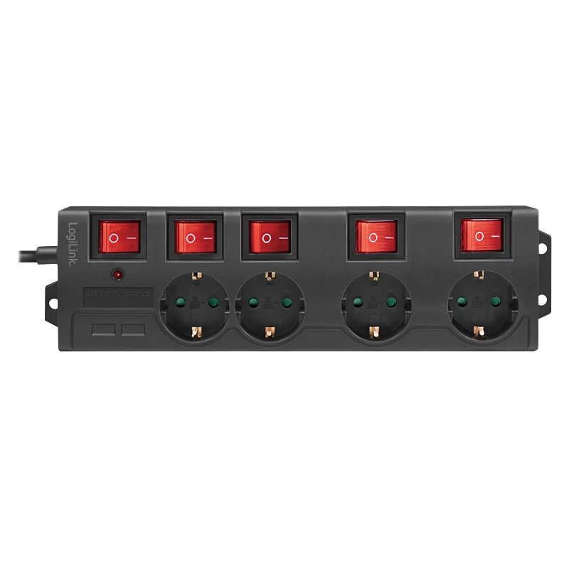 Power Extension LogiLink LPS251 1.5m 4 AC Outlets Indoor Schwarz