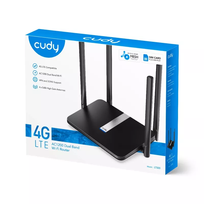 Cudy LT500 WLAN-Router Fast Ethernet Dual-Band (2,4 GHz / 5 GHz) 4G Schwarz