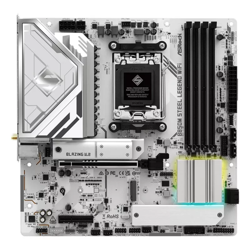 Mainboard ASRock B850M Steel Legend WiFi — AMD B850, Socket AM5, microATX, DDR5, 4 DIMM, Wi‑Fi 7, 2.5Gb LAN