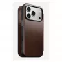 Handyhülle Nomad Modern Leather Folio für iPhone 17 Pro, Leder/Aluminium, 16 cm (6,3 Zoll) braun, 4 Kartenfächer