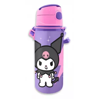 Kids Euroswan Aluminiumflasche mit Tragegurt 600 ml Kuromi — isolierte Trinkflasche für Kinder