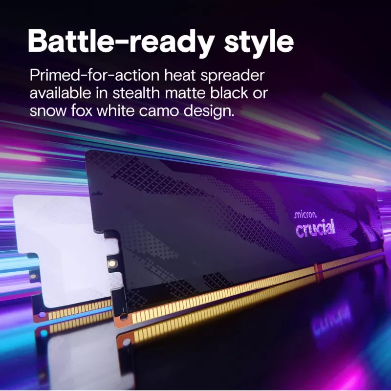 Crucial Pro OC 32GB (2x16GB) DDR5 PC5-48000C32 6400MHz Dual Channel Kit - White