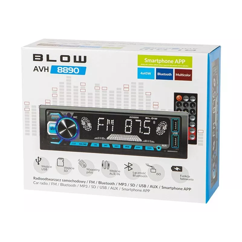 Autoradio BLOW AVH-8890 FM 45W mit Bluetooth, USB, AUX und LCD-Anzeige