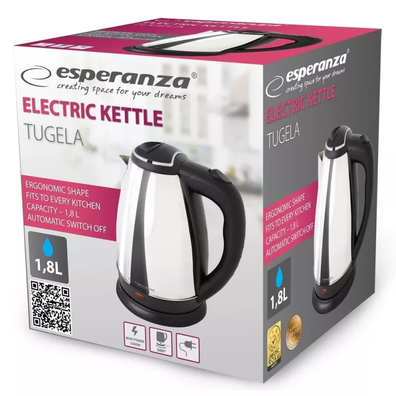 Esperanza EKK104S Wasserkocher 1,8 L 2200 W Silber