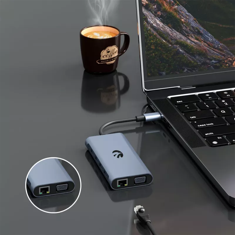 USB-C 11-in-1 Adapter Hawk HW-HUB1101 — Multiport-Hub mit 11 Anschlüssen