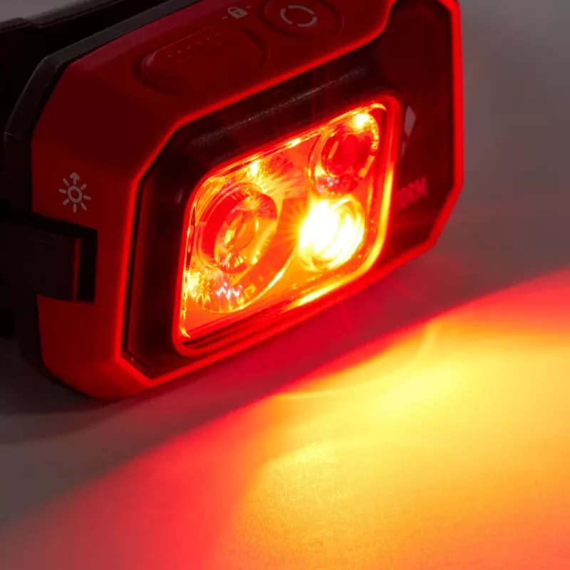 Schwarz Diamond Storm 450 Stirnlampe mit schwarzem, rotem Stirnband