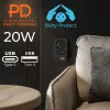 Power Splitter MACLEAN MCE249 F/B – 2 AC-Steckdosen (16A + 6A) mit 2×USB-A und 2×USB-C PD 20W, EU-Stecker, schwarz