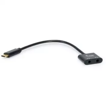 Equip USB-C auf Dual 3,5mm Audio-DAC-Adapter, USB C, Stecker, 2 x 3,5mm, Buchse, 0,15 m, Schwarz