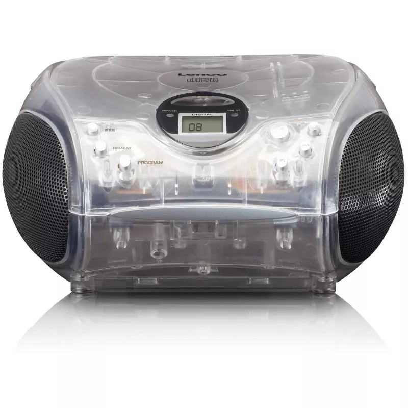 Tragbares Radio mit CD-Player Lenco SCD-24TR — FM, 4W Ausgang, LCD, Teleskopantenne, Netz-/Batteriebetrieb, 6×C-Batterien